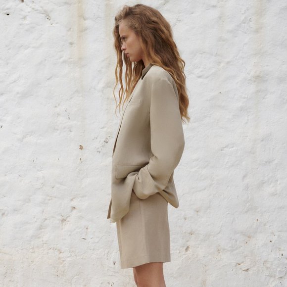 ZARA | Oversized Linen Blend Blazer - Picture 3 of 9